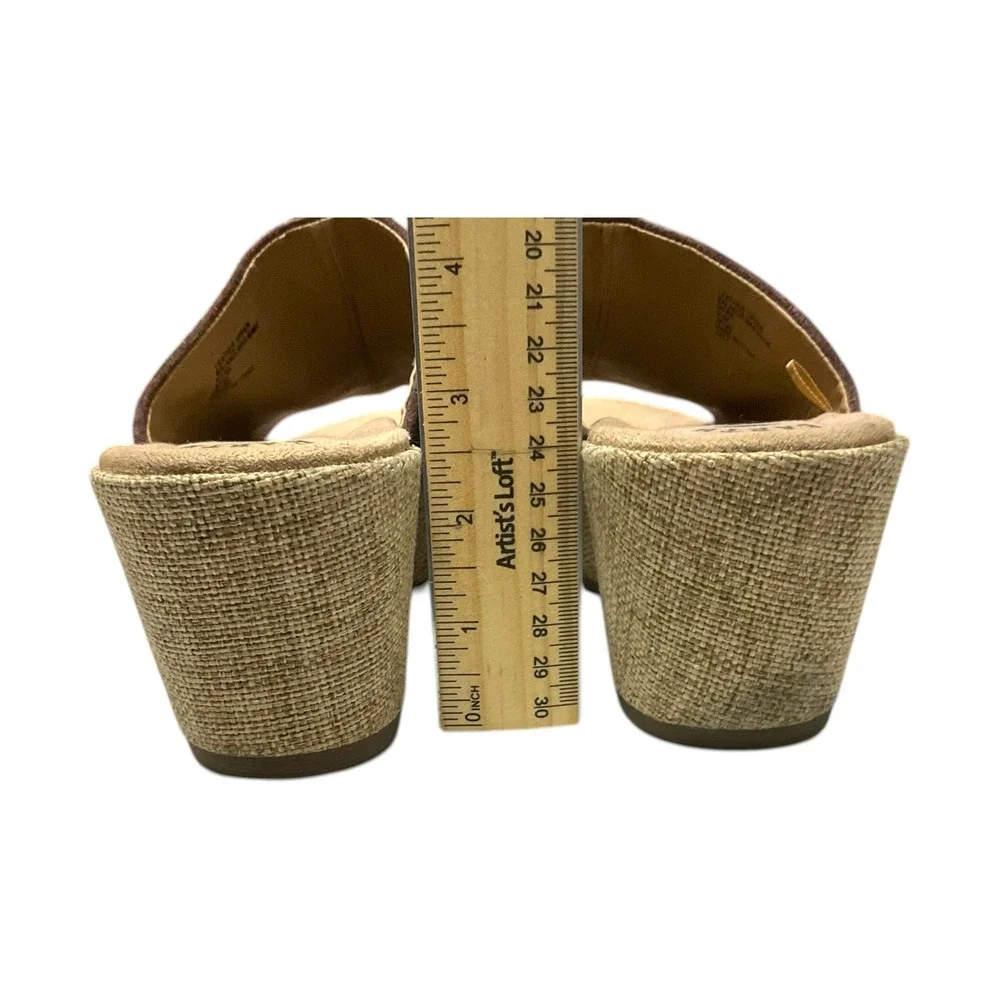 Earth Origins Myra Brown Suede Tri-Color Wedge Sandals Mens 9.5M Platform Mules